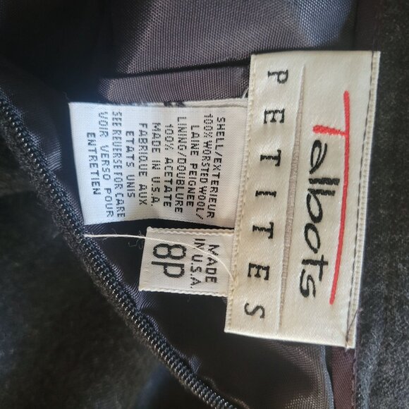 Talbots Petites 8P Grey Wool Pencil Skirt For Women - Picture 3 of 4